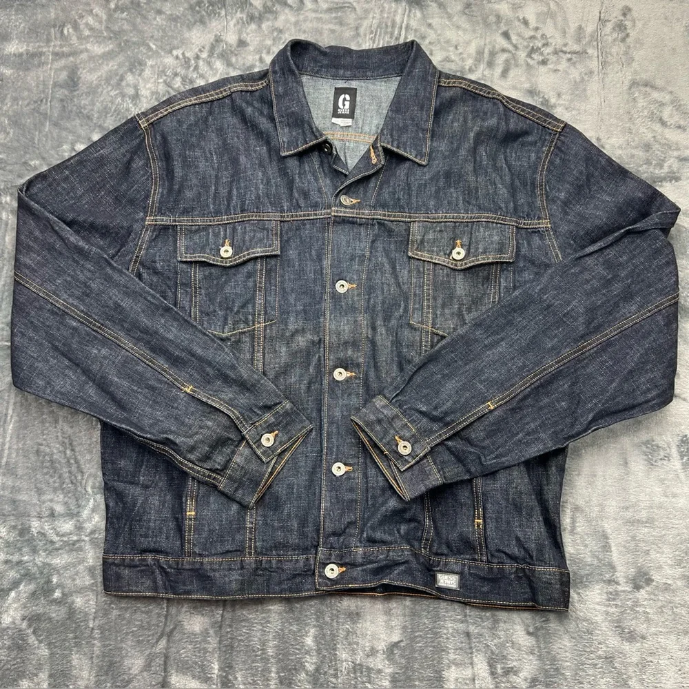 GUESS Men's 4XL‎ Blue Denim Trucker Jacket Vintage 90s/Y2k Made in USA Button Up